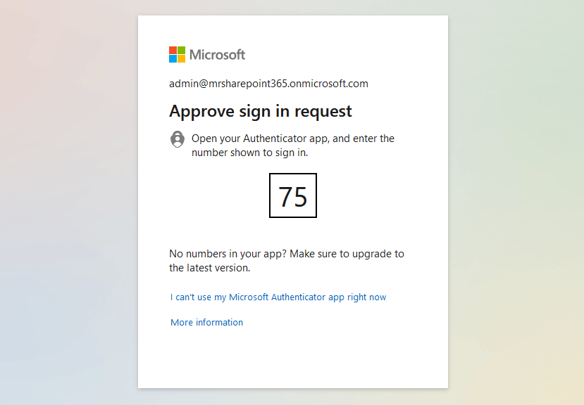 mfa sign in request on sharepoint