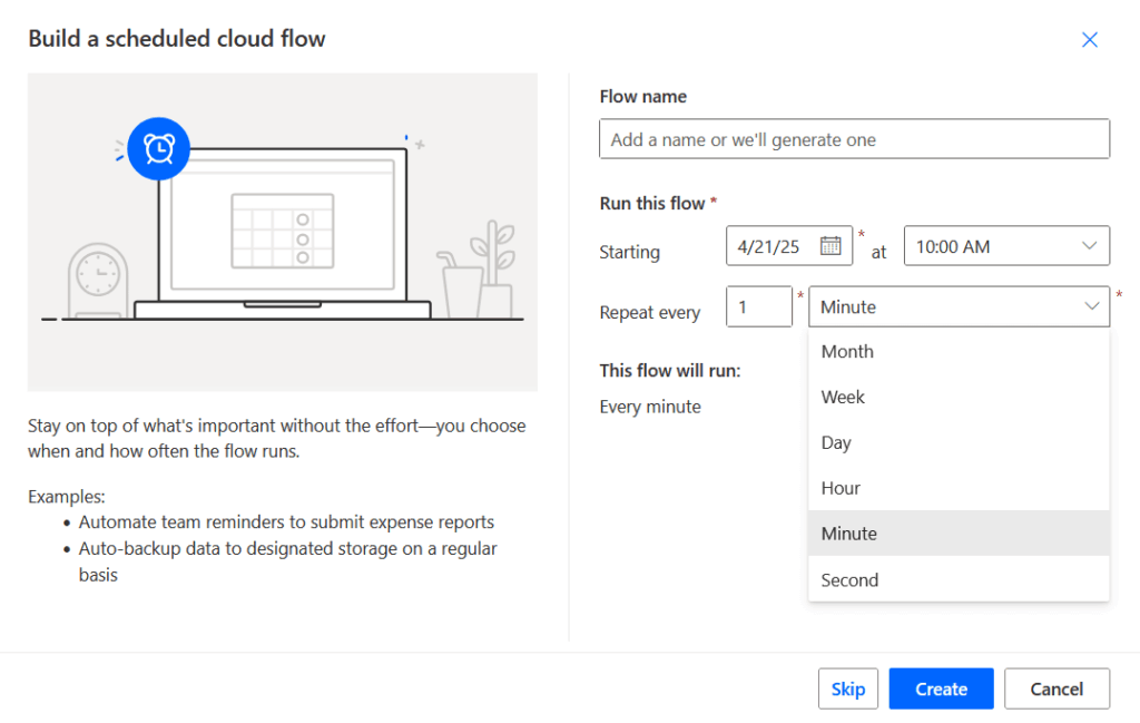 build a scheduled cloud flow