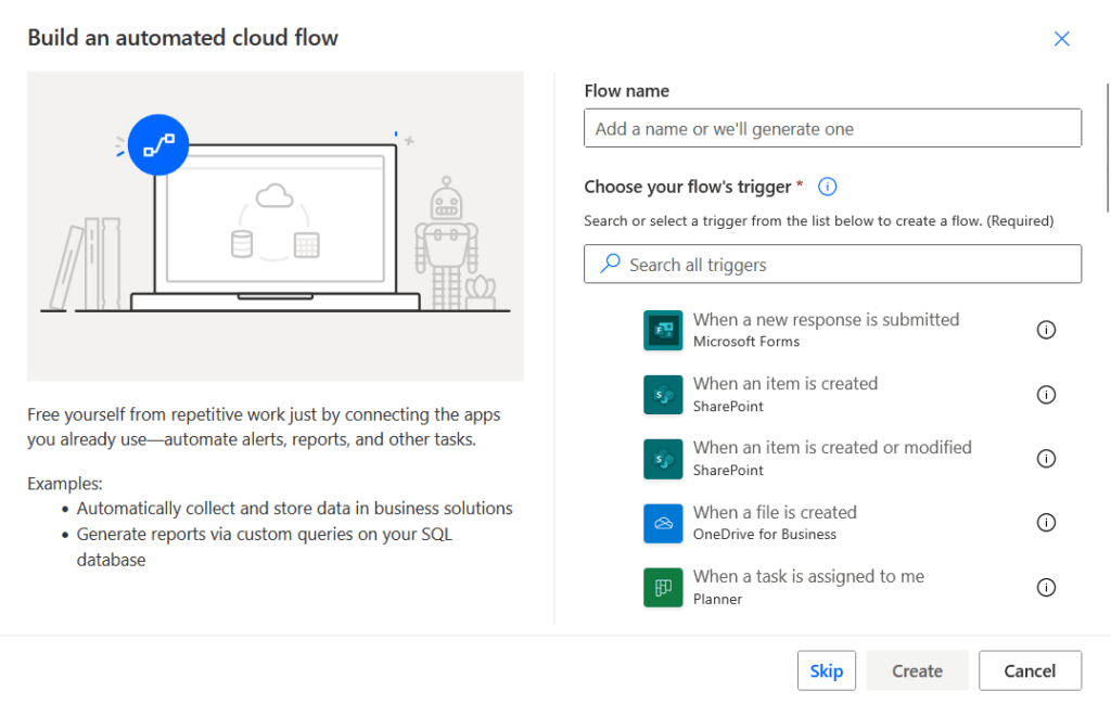 build an automated cloud flow