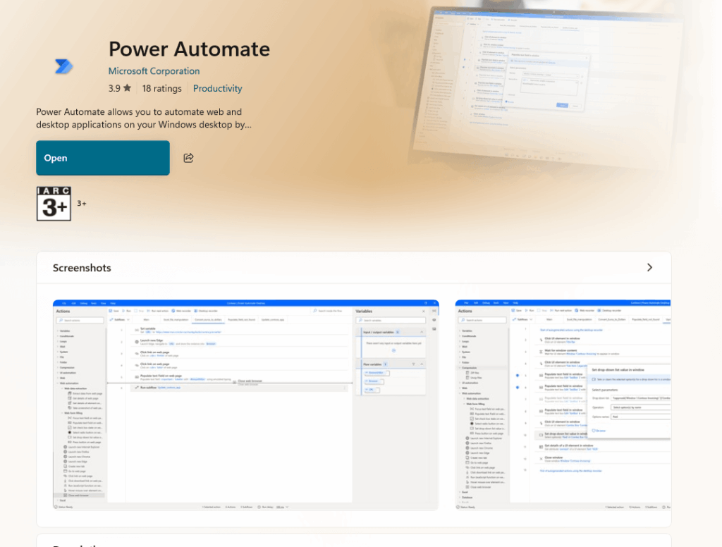 power automate in the microsoft store