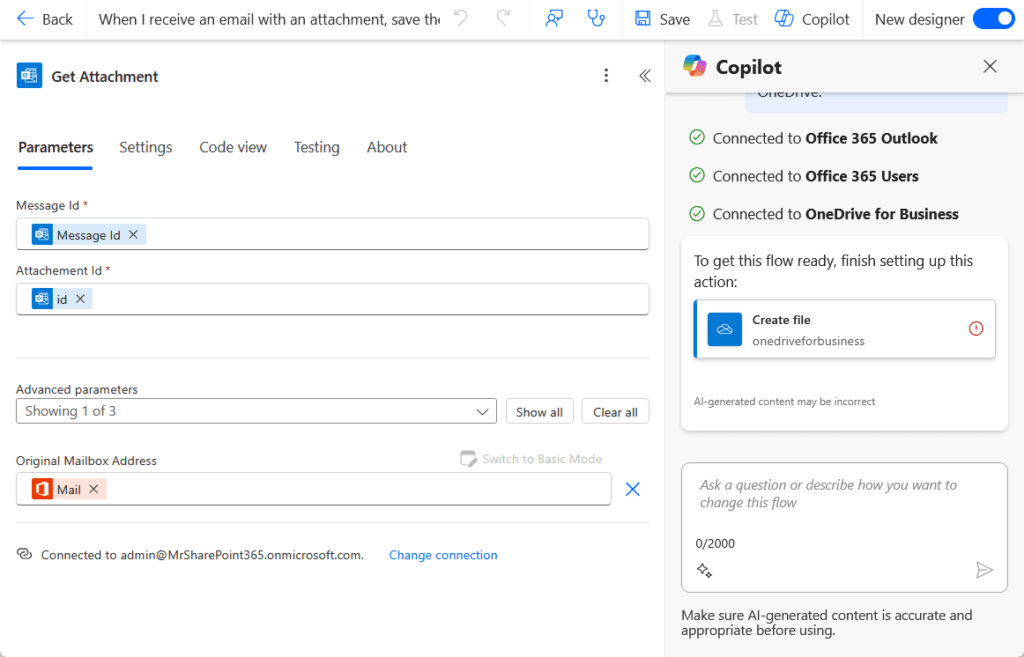 tweaking the get attachment process in power automate