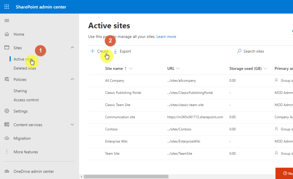 How to create a new modern site in SharePoint