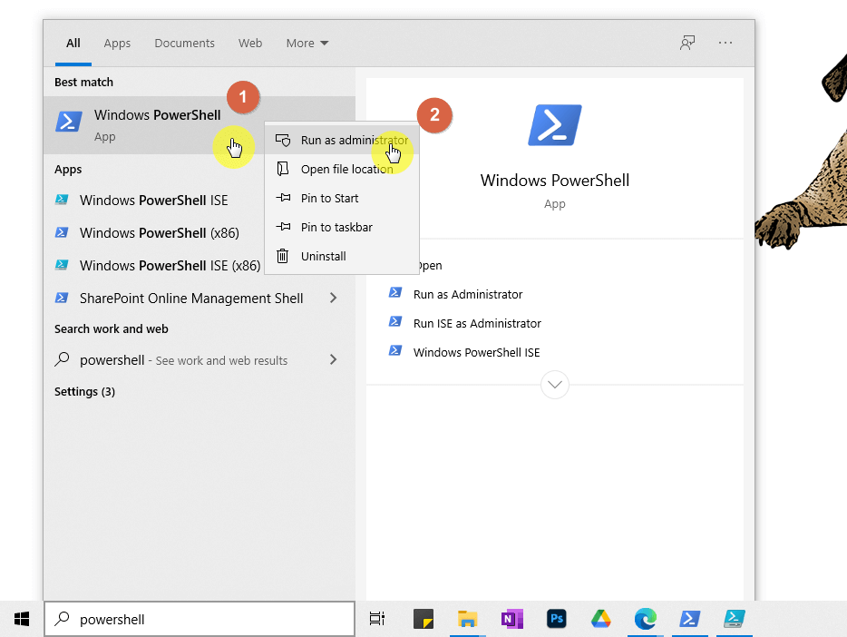 Open PowerShell as an administrator
