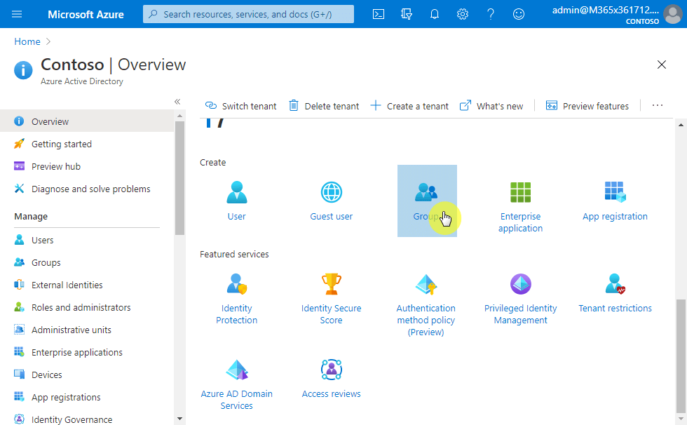 Create a group in Azure