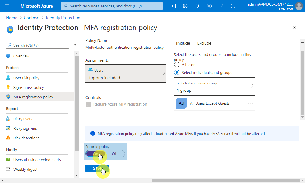 Enforce MFA registration policy