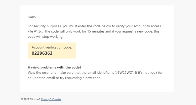 A verification code will be sent to the invited guest to view the shared asset.