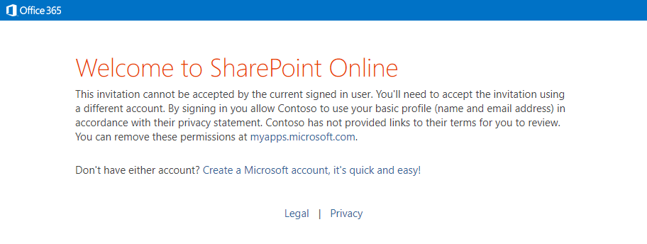 Guests without a Microsoft account will be prompted to create an account before they can access the SharePoint shared asset.