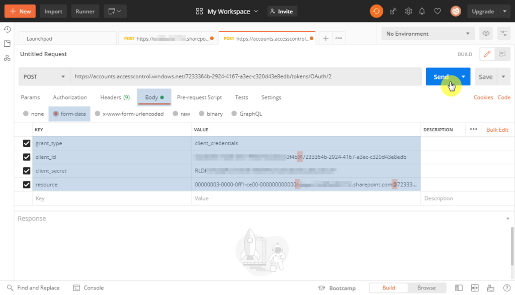 The complex details you need to enter on the Body tab to generate access tokens
