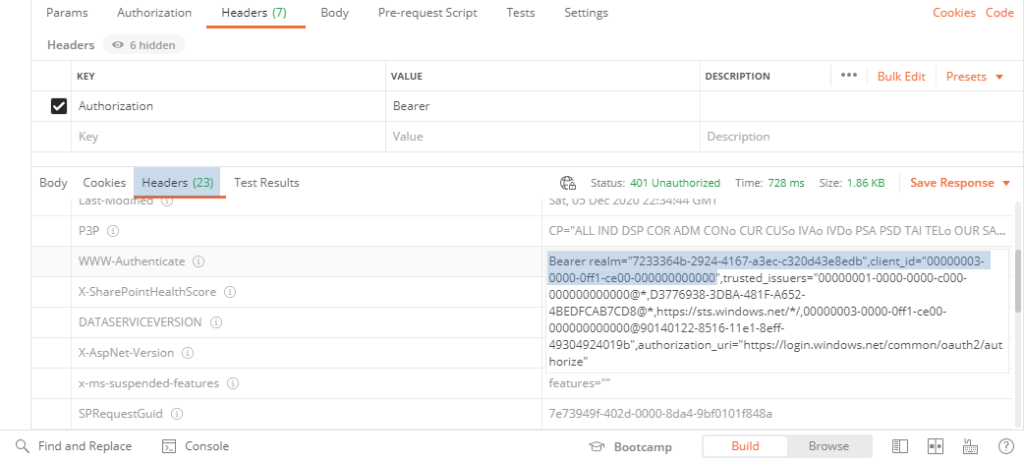 How to find the Bearer realm and client_id in Postman
