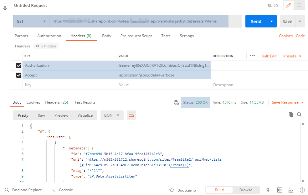 The SharePoint Online to Postman is successful
