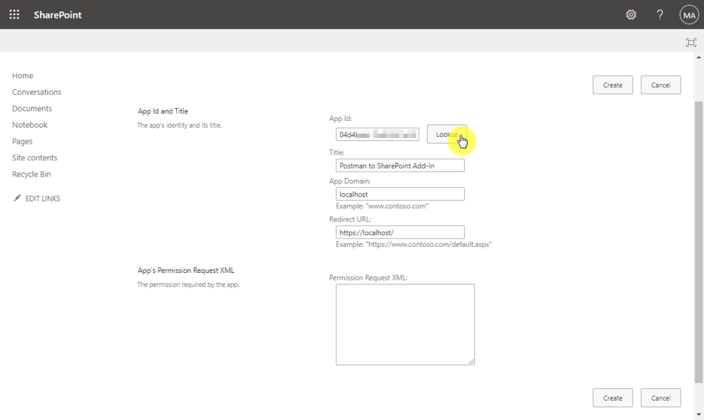 Lookup App Id to grant permission
