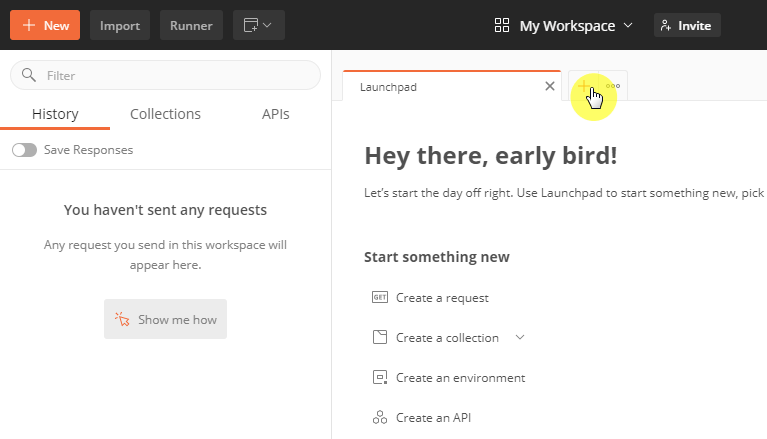 How to open a new tab in postman
