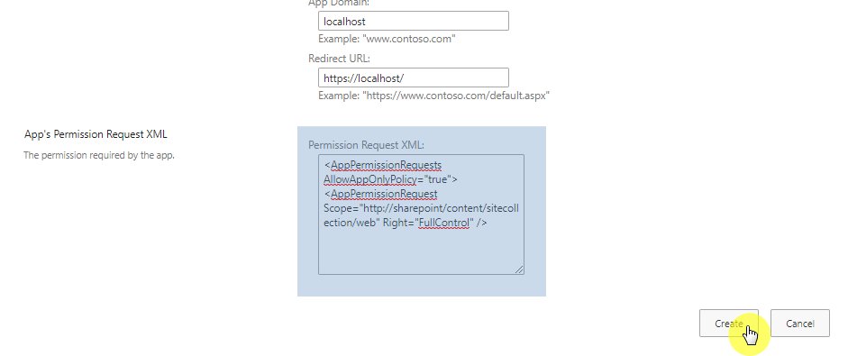 Enter the Permission Request XML
