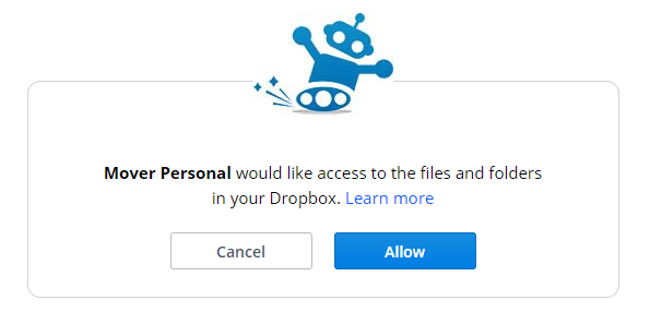 Authorize the access of Mover to your cloud service
