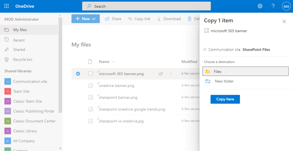 copy-files-to-sharepoint-site
