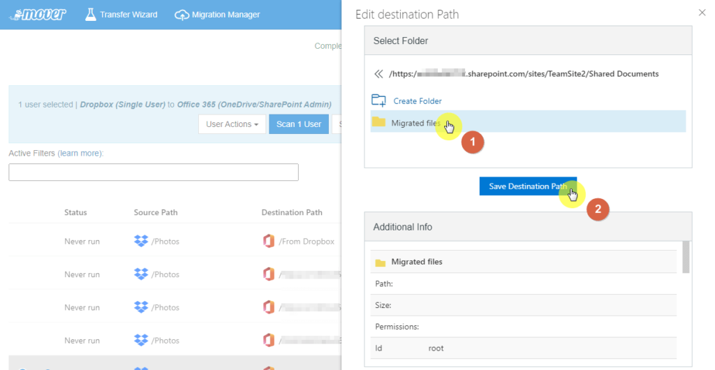 Save folder as the destination path
