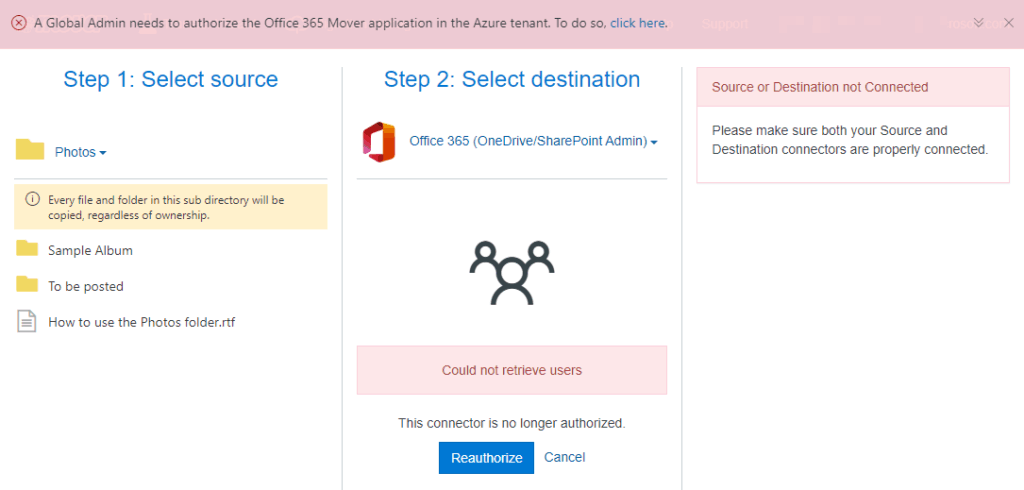 Warnings on Mover's internal homepage
