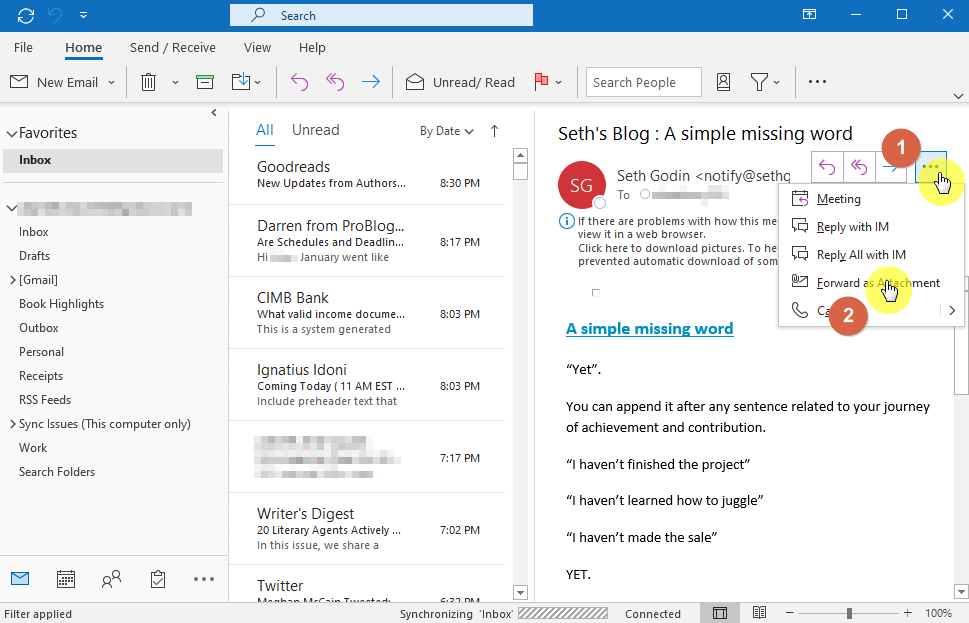 How to attach an email to another email?
