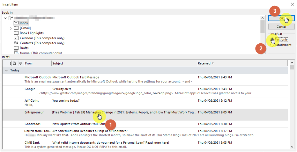 Insert email as text only