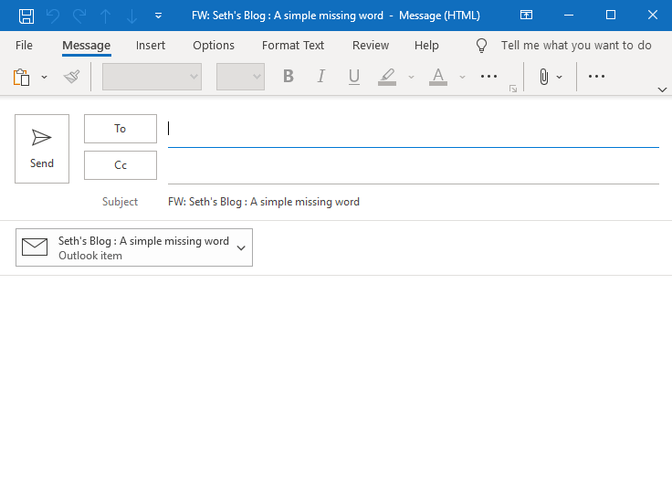 New email with an attached email in Outlook