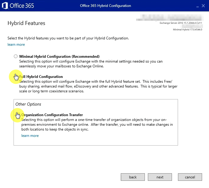 Fully Hybrid Configuration and Organization Configuration Transfer