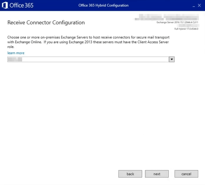 Receive Connector Configuration