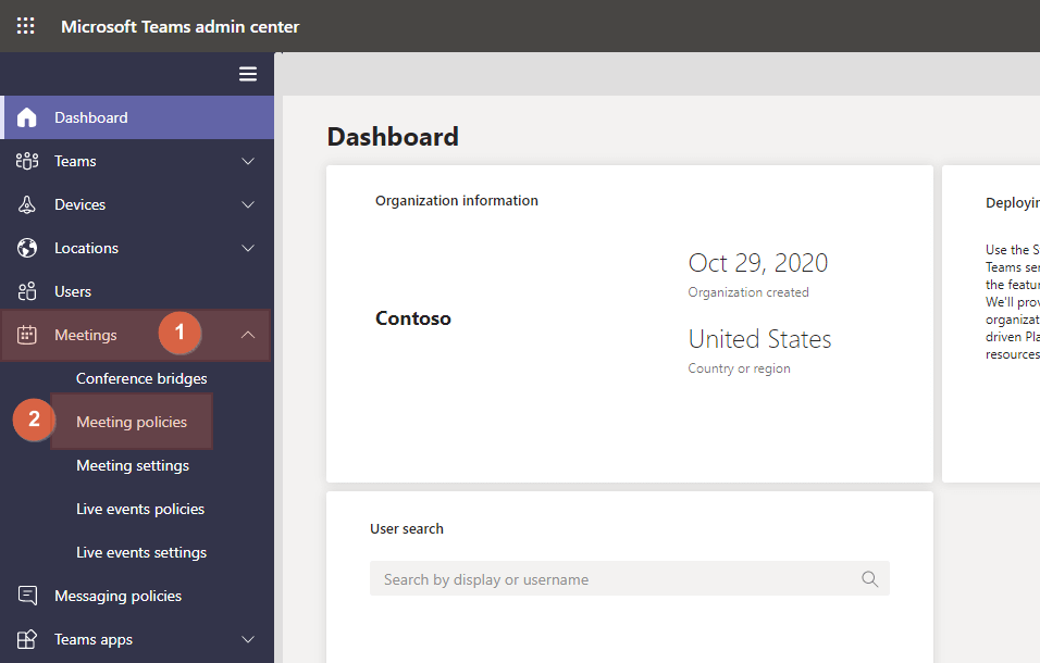 How to access Microsoft Teams Meeting Policies

