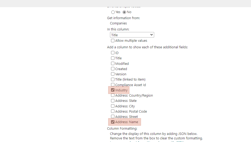 Adding additional columns to the lookup column.
