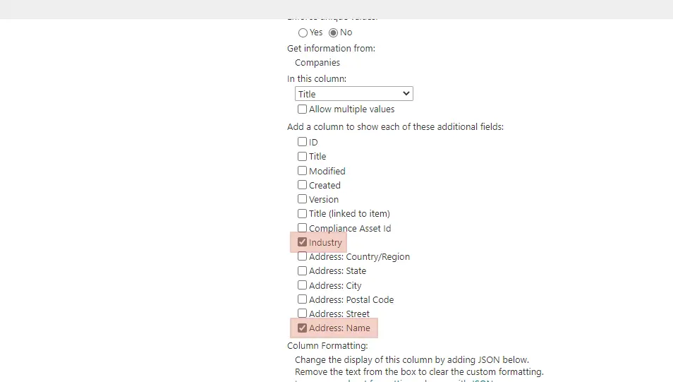 Adding additional columns to the lookup column.
