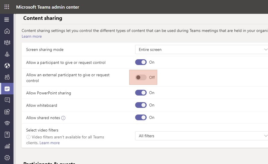 How to Allow External Participant to Give/Request Control
