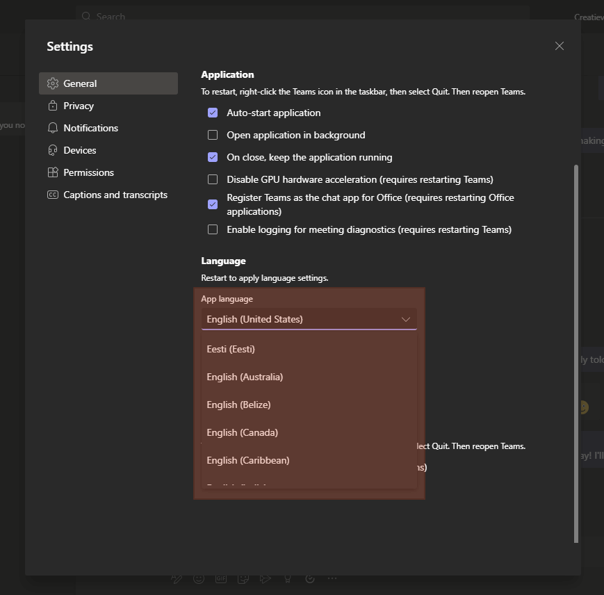 How to change the app language on Microsoft Teams