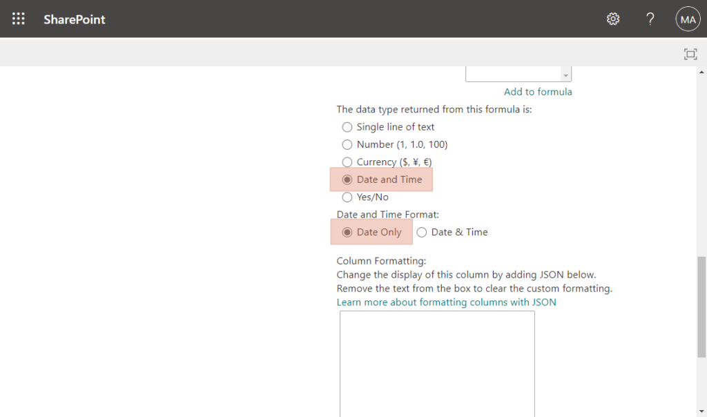 Correct Format for the Calculated Column