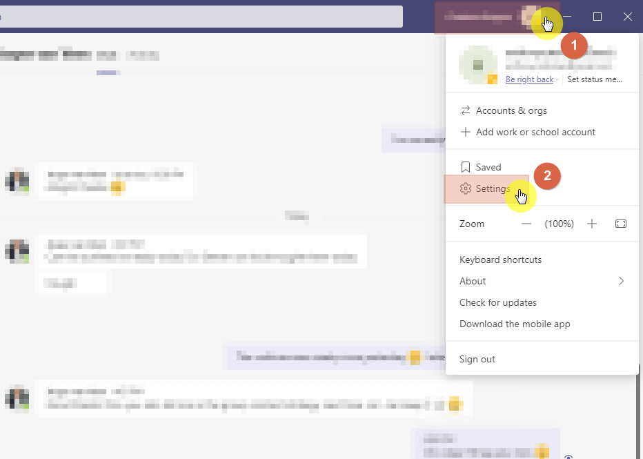 How to access your profile settings on Microsoft Teams