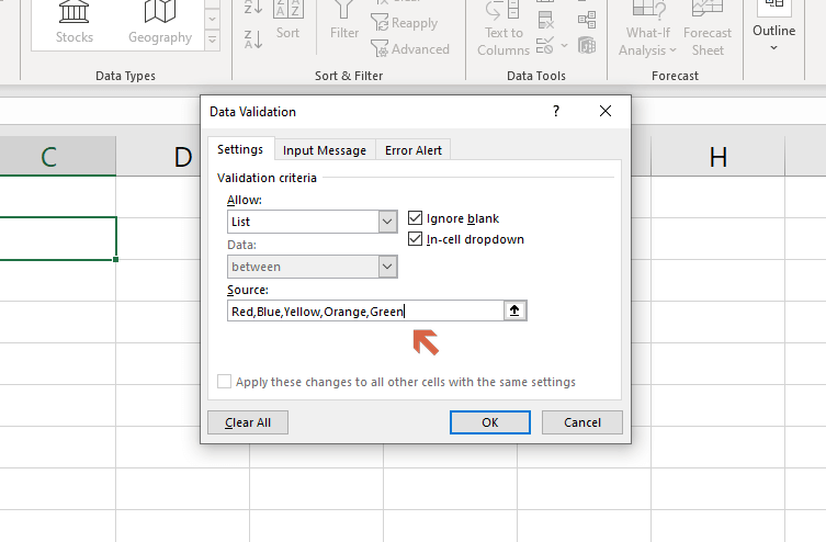 Specify Sources for Dropdown