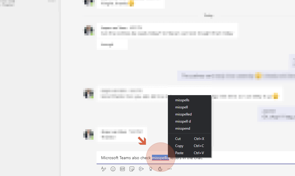 Spell check working perfectly on Teams chat