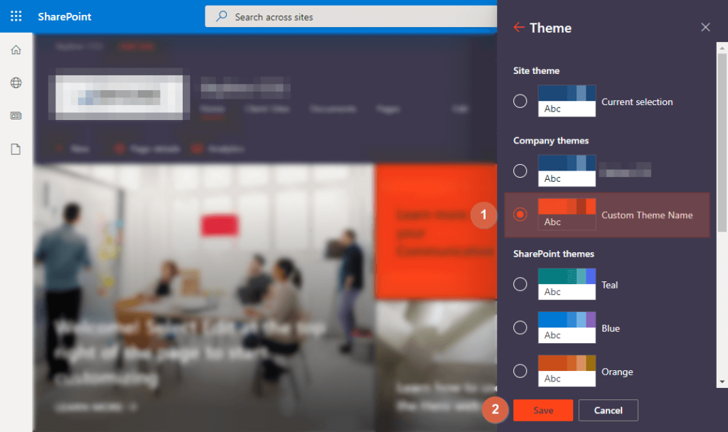 How to change the theme of a SharePoint site