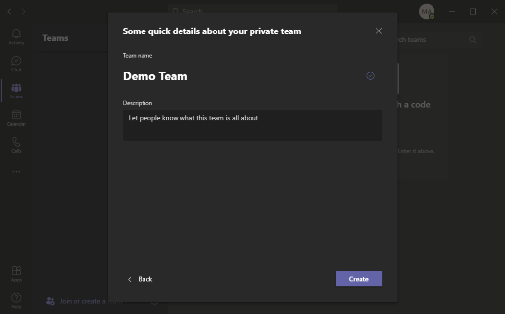 How to create a private demo team
