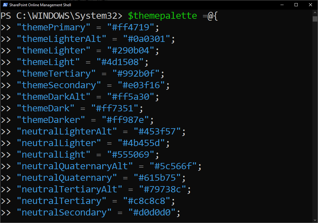Paste the PowerShell code into SharePoint Online Management Shell