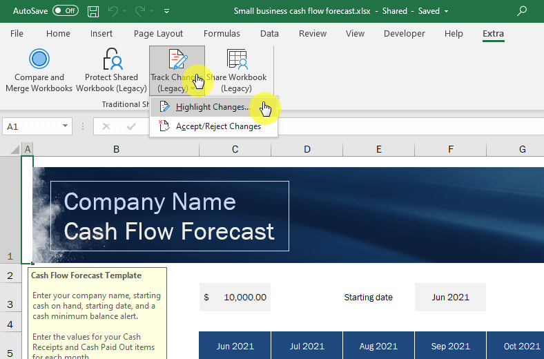 Find the track changes command you added and select highlight changes from the options.