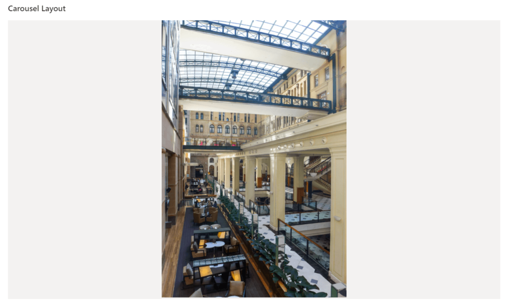 Images on a carousel layout in an image gallery web part will retain its original aspect ratio