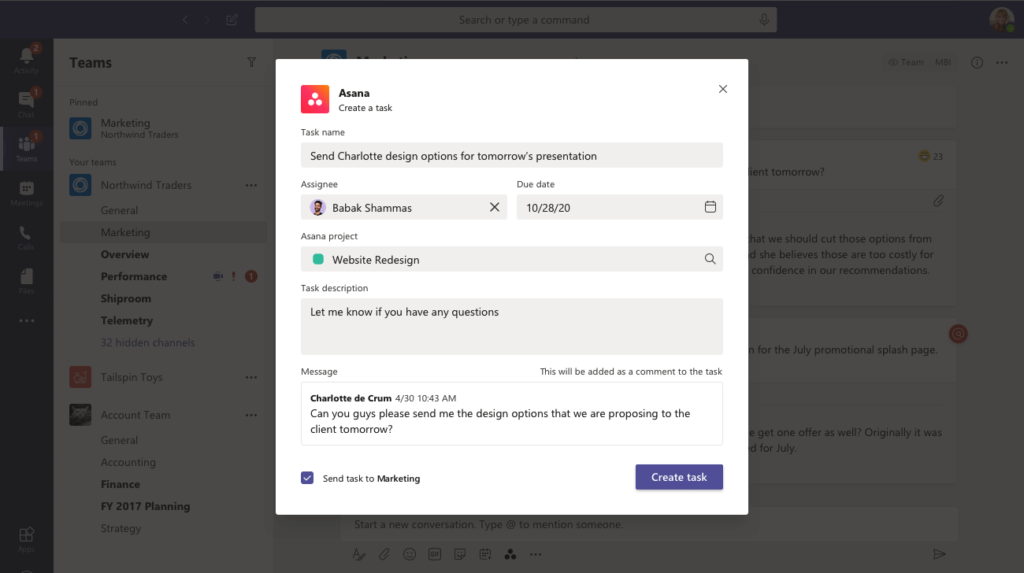 Asana and Microsoft Teams Integration