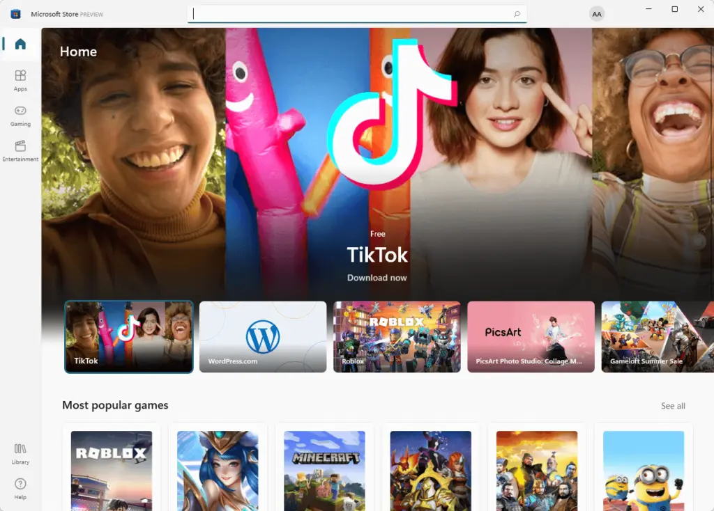 Windows App Store in Windows 11
