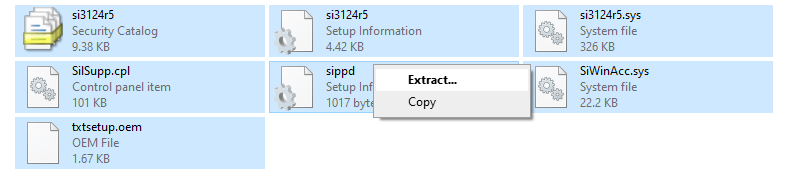 Extract the files from the driver update folder
