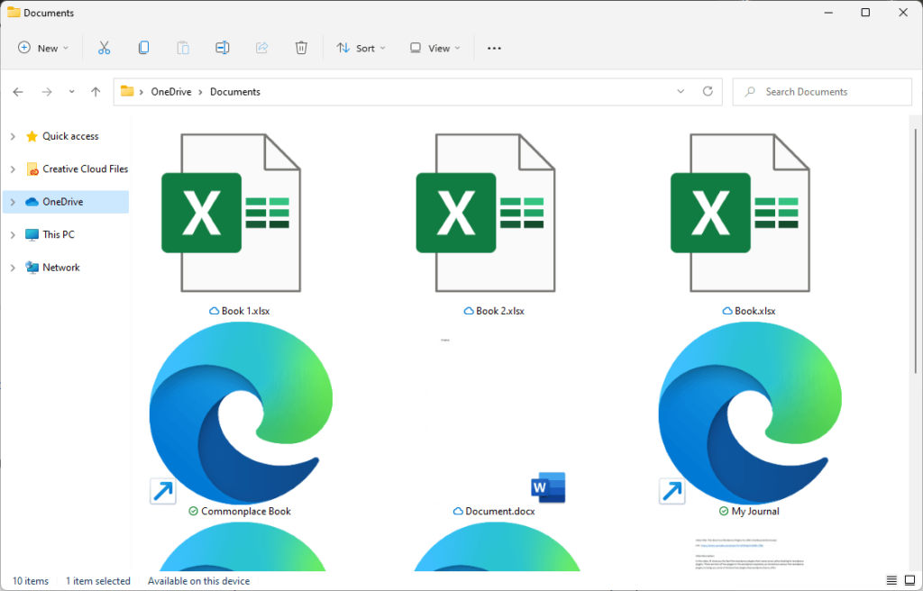 Checkmark represents the file is both on the computer and on the cloud while cloud means the file is only in the cloud