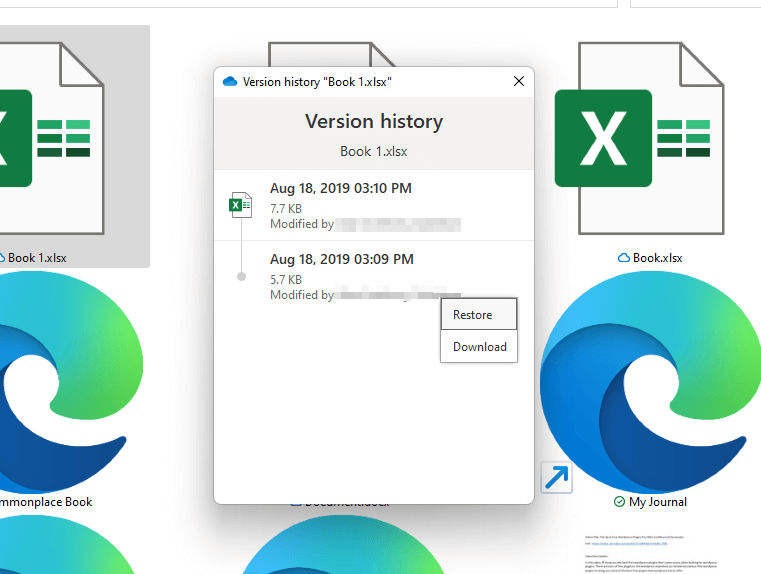 Revert to a past version with the restore function