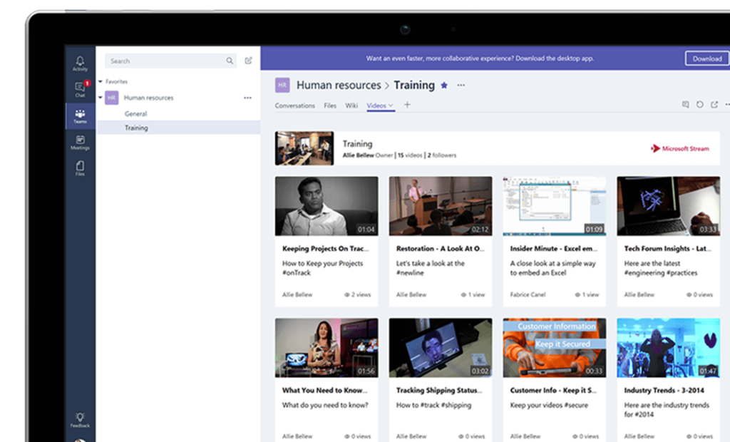 Microsoft Stream in Microsoft Teams
