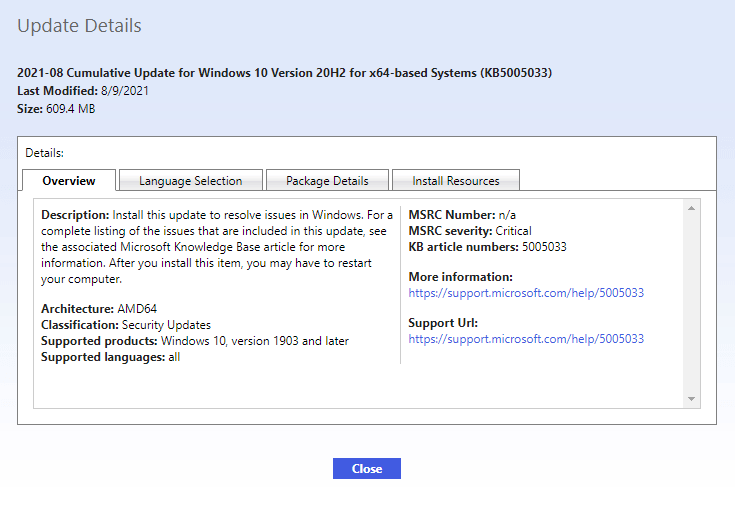 Review the update details before downloading the update
