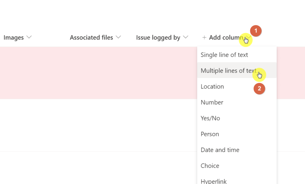 How to add a multiple lines of text column
