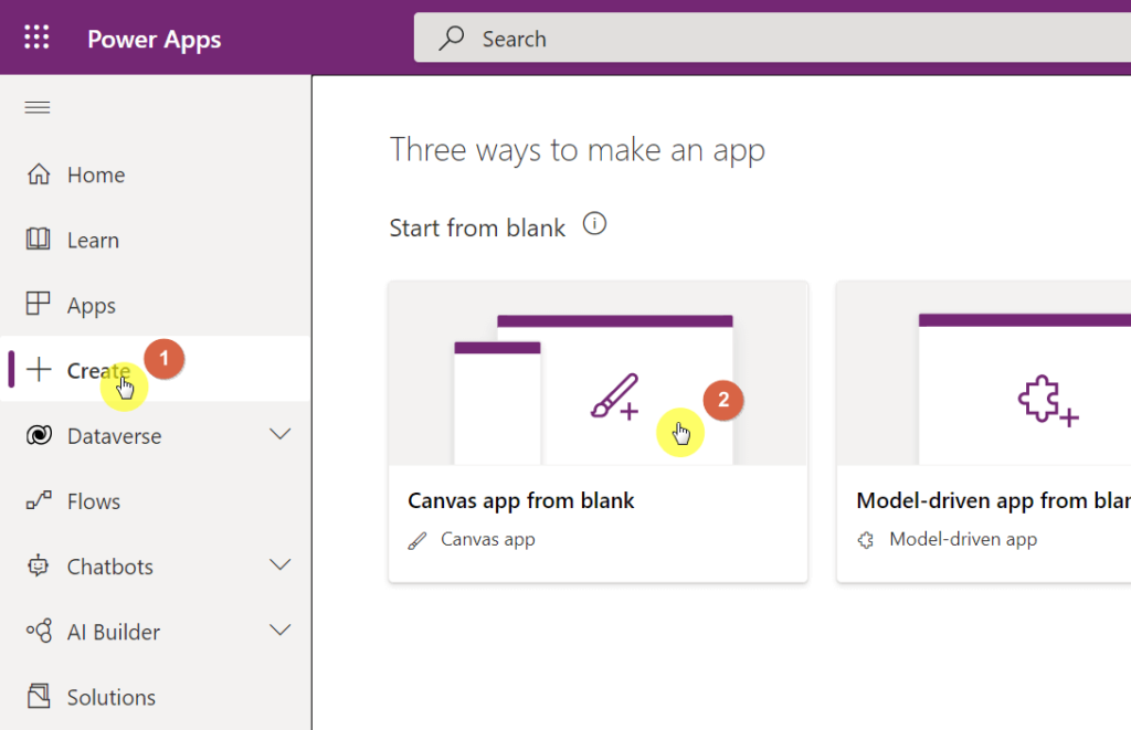 The create link can be found on the left bar