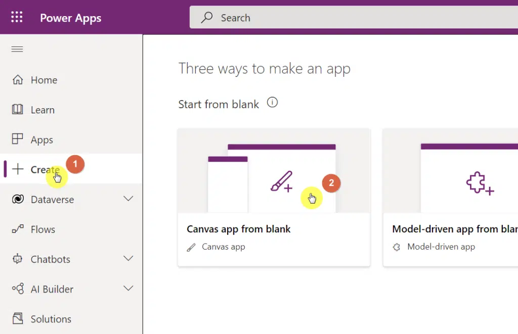 The create link can be found on the left bar